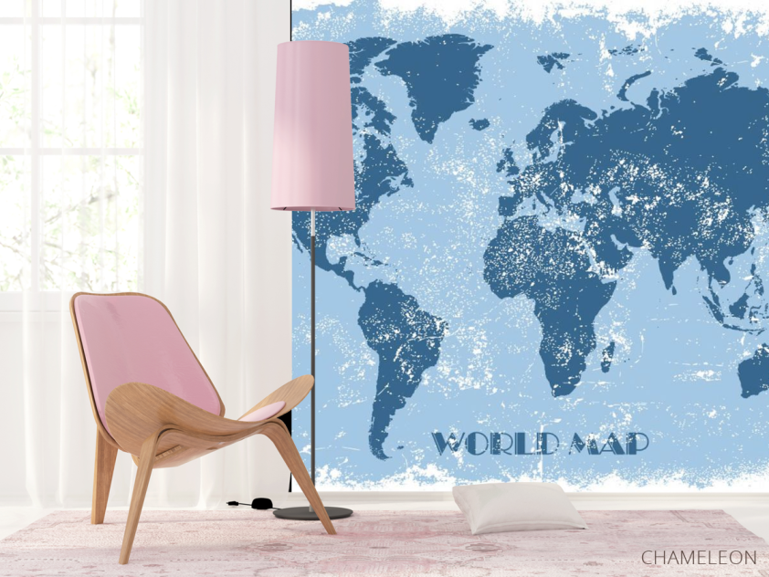 Фотошпалери синя карта світу - 4