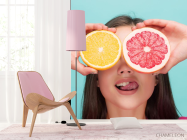 Фотошпалери дівчина і цитрус - 4