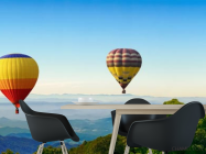 Фотошпалери шість повітряних куль в горах - 1