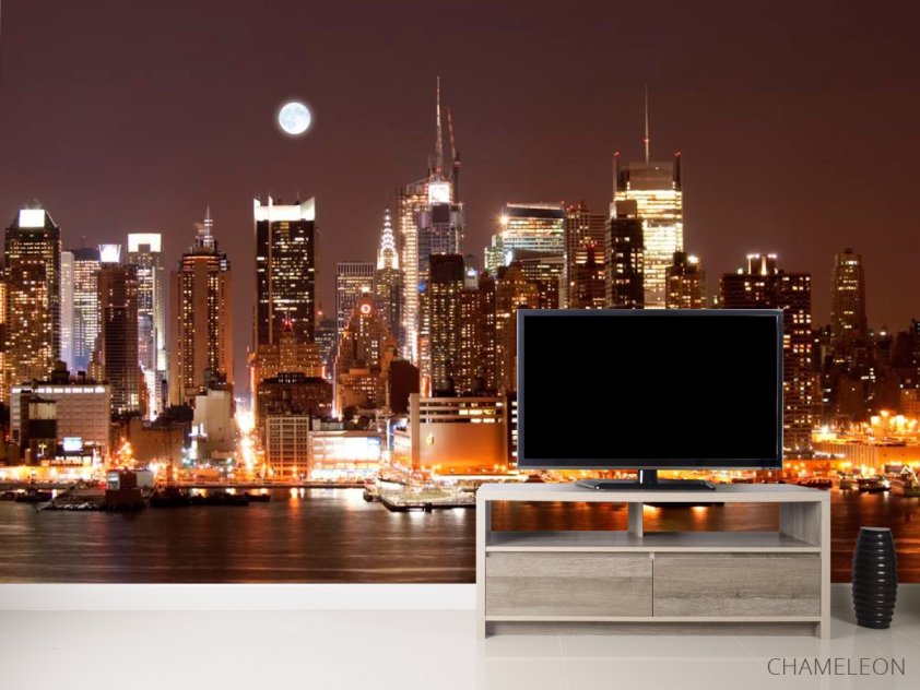 Фотообои Ночной причал, дома NY - 2