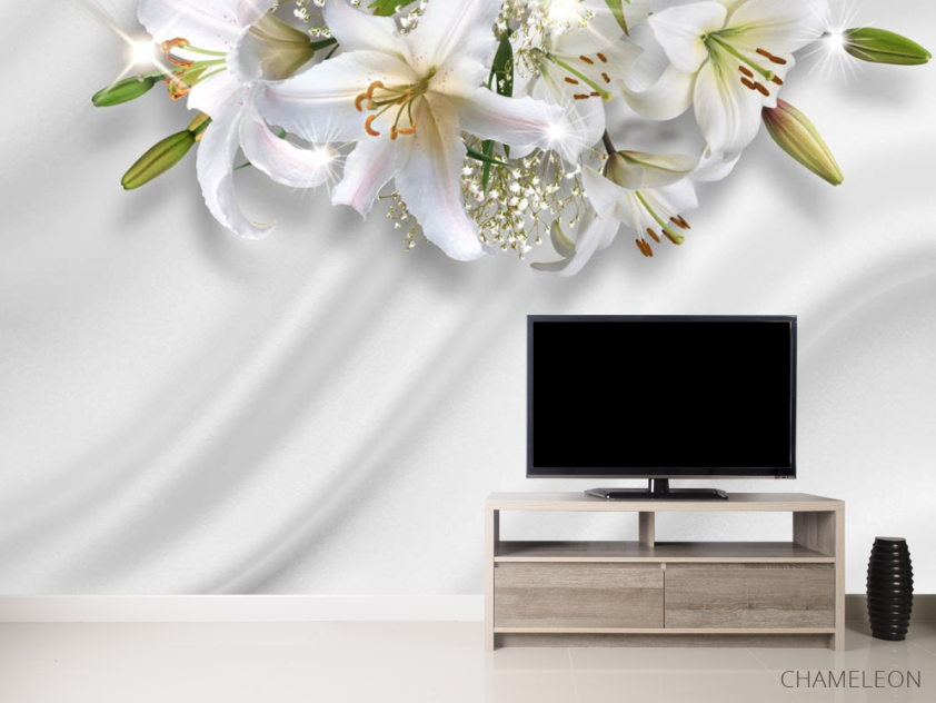 Фотообои Лилии на фоне атласа - 2