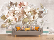 Фотообои Золотые 3д цветы - 1