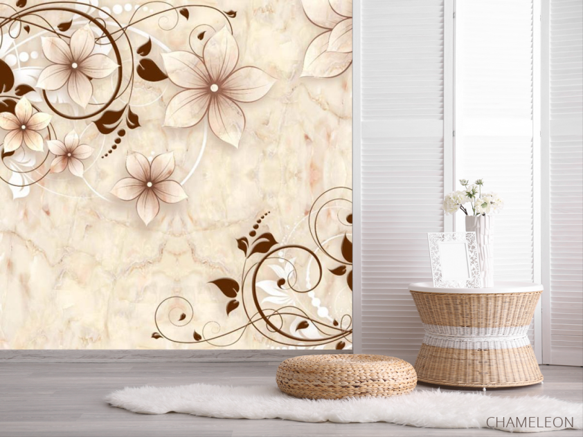 Фотошпалери квіти на тлі мармуру - 2