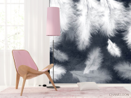 Фотошпалери біле пір'я на синьому тлі - 4