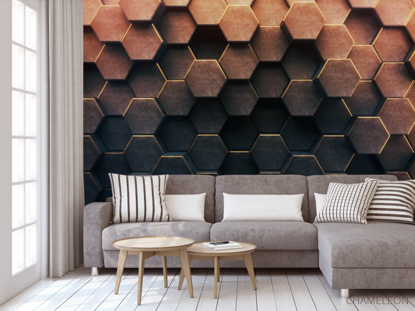 Фотообои Обьемные 3д гексагоны - 3