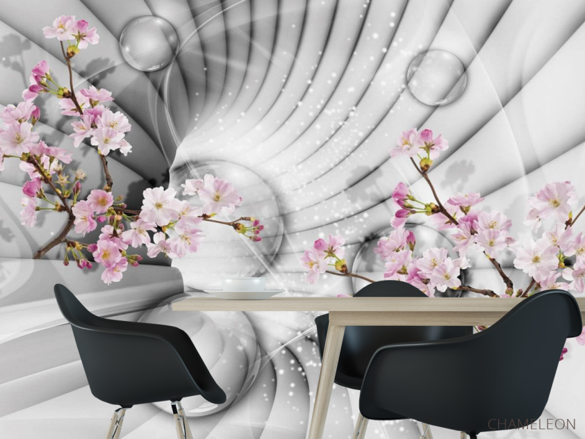 Фотошпалери 3Д тунель з квітами - 1