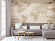 Фотообои Карта мира на фоне дерева - 3