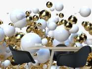 Фотошпалери Біло-золоті кулі 3д - 1