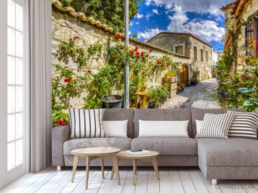 Фотообои переулок с розами - 3