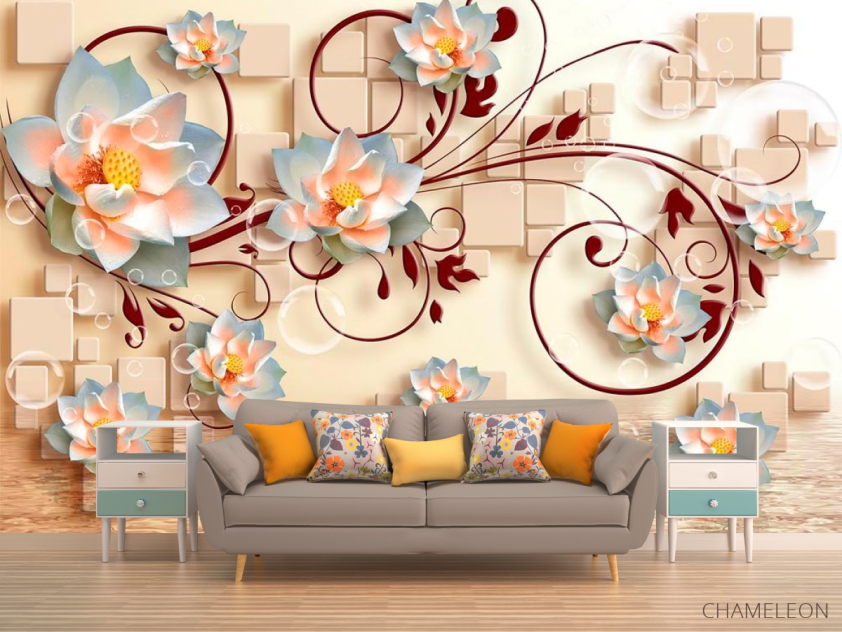 Фотообои 3д цветы и фигуры - 1
