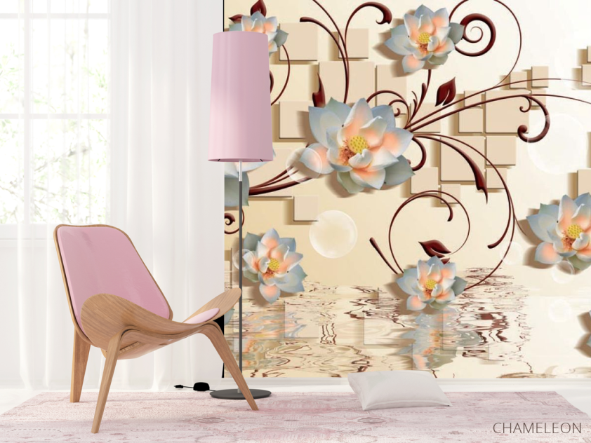 Фотошпалери Квіти 3d і квадрати - 4