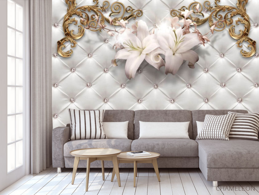 Фотообои Лилии на фоне стяжки - 3