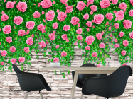 Фотошпалери Кам'яна стіна з трояндами - 1