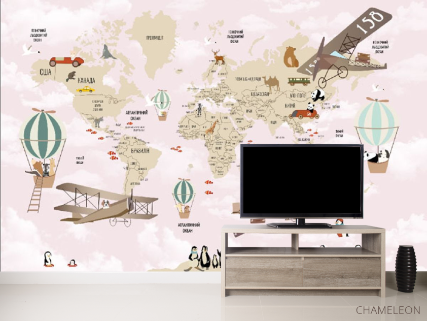 Фотообои Розовая карта на украинском - 2