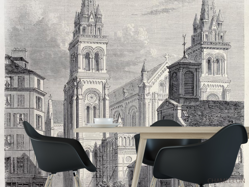 Фотошпалери гравюра старе місто - 1