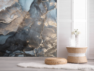 Фотошпалери Сірий Fluid art з золотом - 2