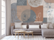 Фотообои Векторные цветы на фоне геомтерии. - 3