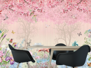 Фотошпалери Рожеві фламінго в райському саду - 1