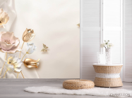 Фотошпалери Золоті квіти 3д - 2