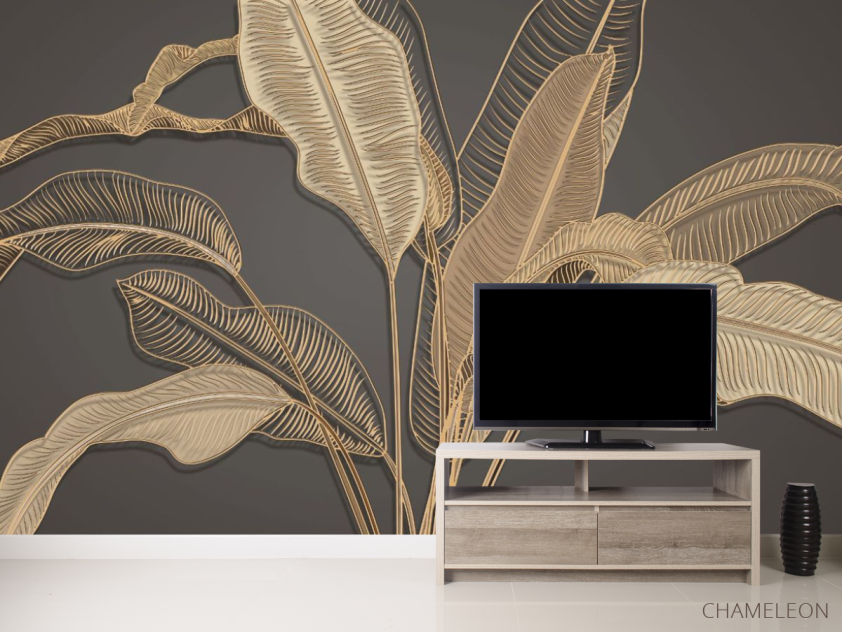 Фотообои золотые листья - 2