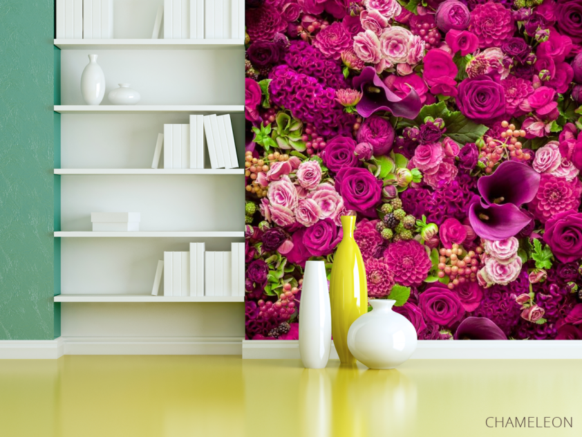 Фотошпалери бузкові троянди та лілії - 3
