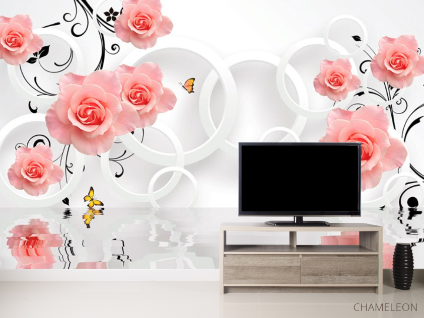 Фотообои 3D утоны роз над водой - 2