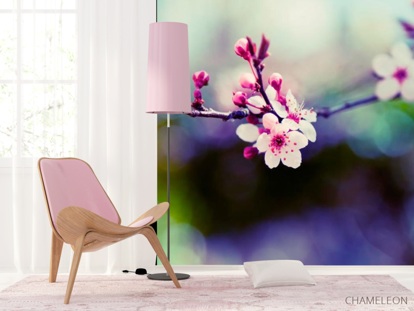 Фотошпалери Гілочка з рожевими квітами - 4