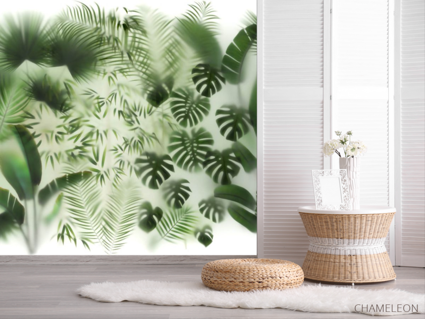 Фотошпалери Тропічні листя за склом - 2