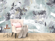 Фотообои Дизайнерские цветы с бирюзовым золотом. - 4