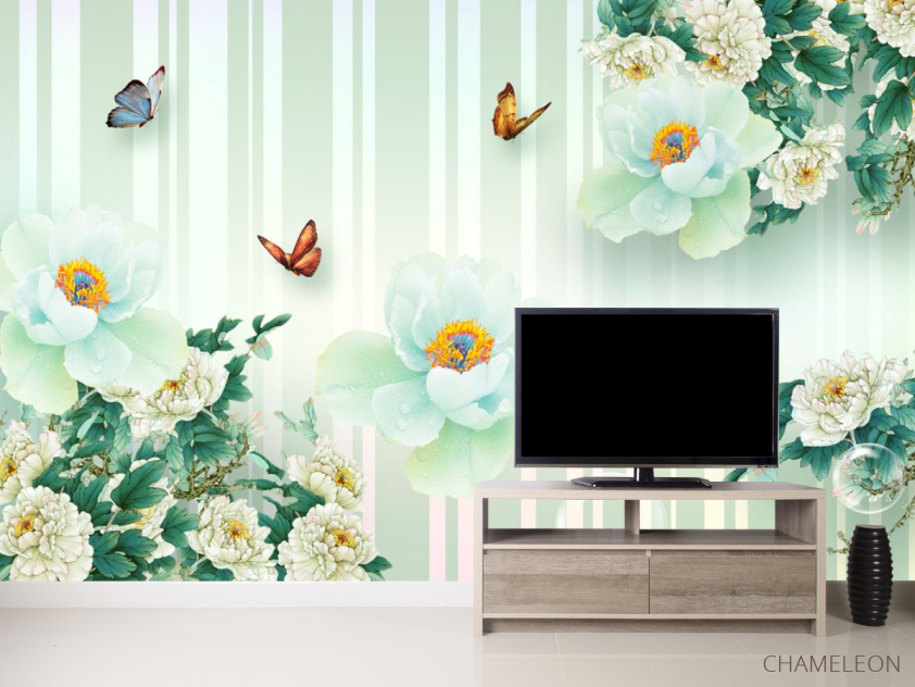 Фотообои  Салатовые цветы 3д - 2