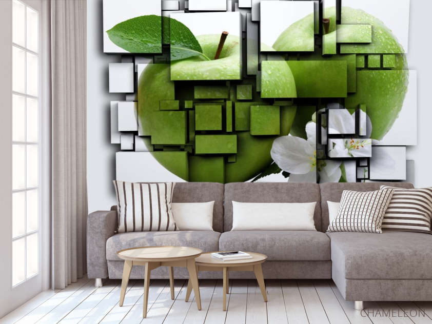 Фотообои яблоко на кубах 3Д - 3