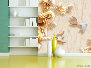 Фотошпалери Стеоскопические квіти і голуби - 3