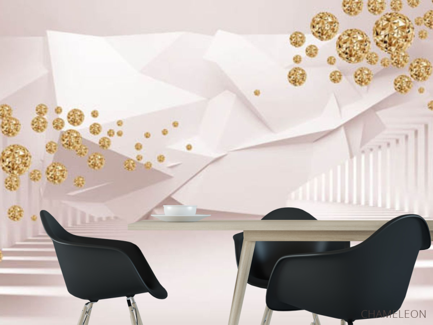 Фотошпалери Тонель з 3Д золотими каменями - 1