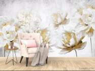 Фотообои Белые цветы с золотом - 4
