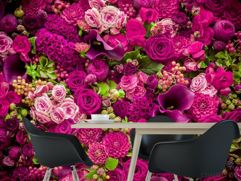 Фотошпалери бузкові троянди та лілії - 1