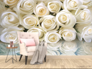 Фотообои Белые розы с росой - 4