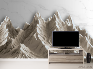 Фотообои 3д горы бежевые с мармуром - 2