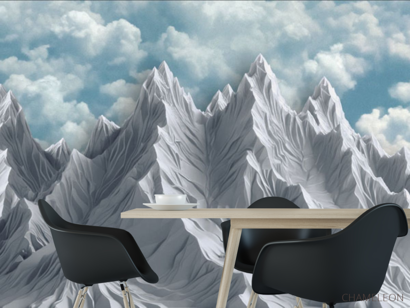 Фотошпалери 3Д гори блакитні з небом - 1