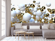 Фотообои Бело-золотые 3д шары - 3