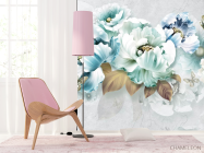 Фотошпалери блакитні 3Д квіти - 4