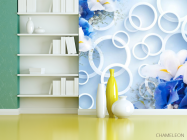 Фотошпалери 3Д кола з квітами - 3