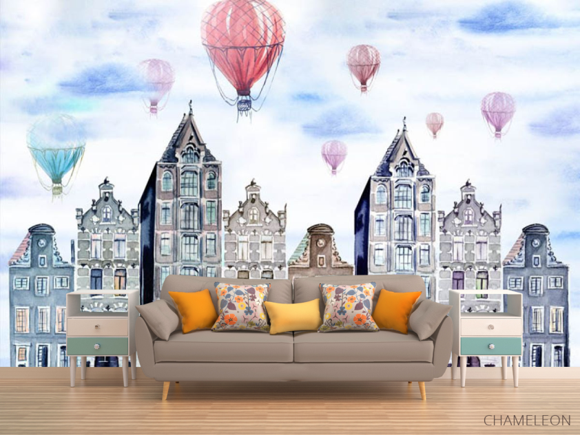 Фотообои Домики и воздушные шары - 1