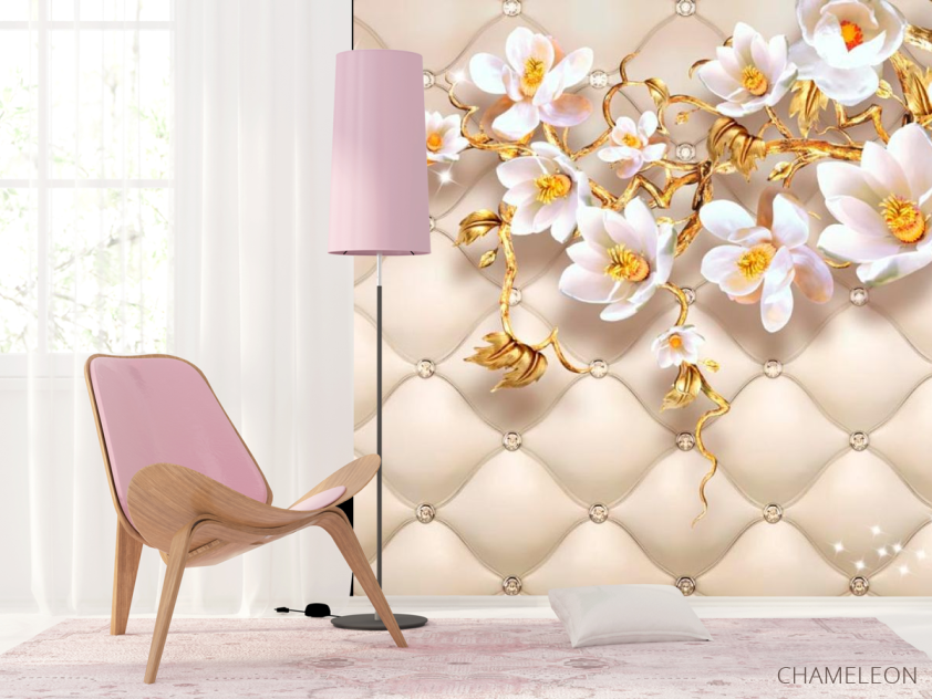 Фотошпалери Золоті 3d магнолії - 4