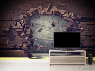 Фотообои Разбитая коричневая кирпичная стена - 2