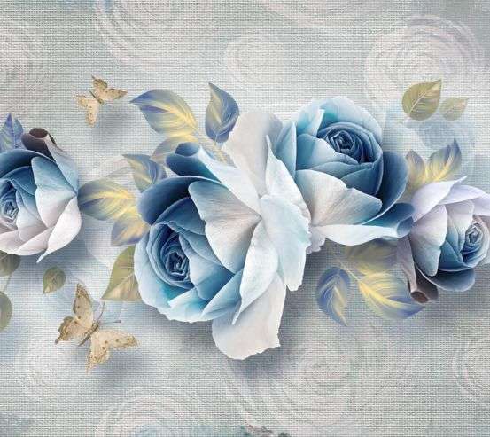 Фотообои Синие цветы 3д 22281