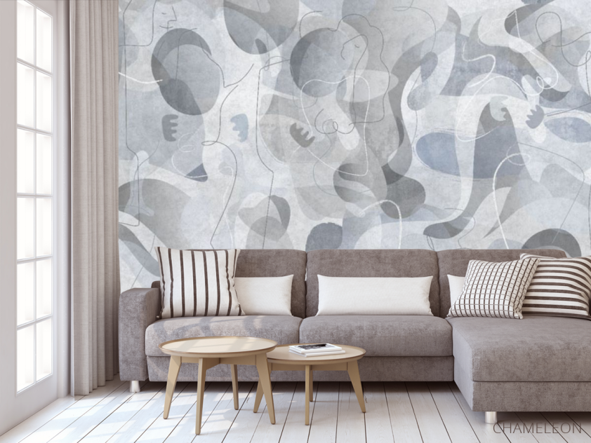 Фотообои Геометрические силуэты синяя - 3