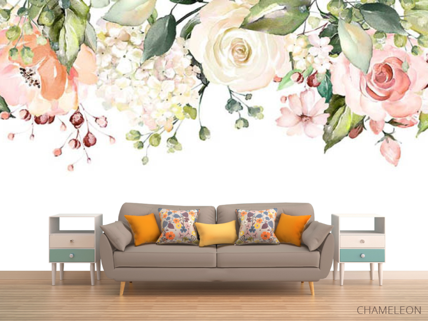 Фотообои Акварельные цветы с потолка - 1