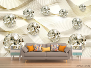 3д фотообои Драгоценные камни на золотом атласе - 1