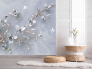 Фотошпалери гілка з квітами 3д - 2