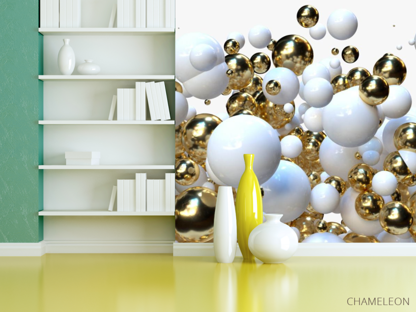 Фотошпалери Біло-золоті кулі 3д - 3